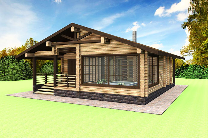 Badeprojekt mit Panoramafenstern und einer großen Veranda