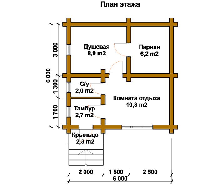 Stellen Sie bei der Einrichtung eines Bades sicher, dass die Fläche des Dampfbades mindestens 6,2 m² beträgt